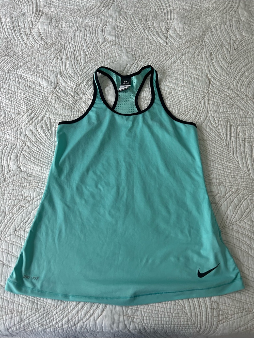 Nike Women's Aqua Racerback Tank with Black Trim